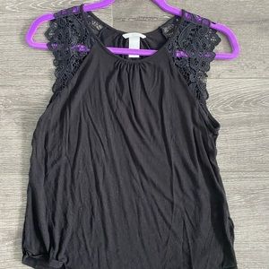 Black shirt with lace shoulder detailing